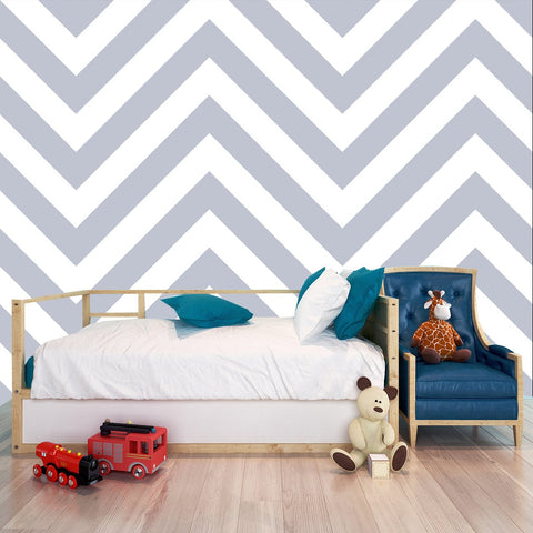 Gray Tiles Seamless Chevron Pattern. Fishbone Parquet Wallpaper Boys Bedroom Mural