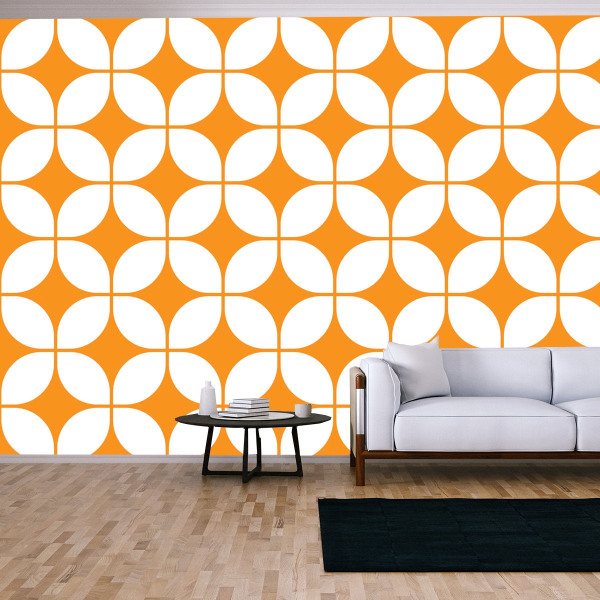 Mid-Century Modern Wallpaper Pattern, Seamless 60s Background, 1960s Repeating Backdrop Wallpaper Living Room Mural