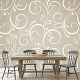 Floral on Gray Background Wallpaper Dining Room Mural