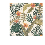 Tropical Green and Gold Palm, Banana Leaves and Orange Lily Flowers Abstract Colors Wallpaper Bedroom Mural