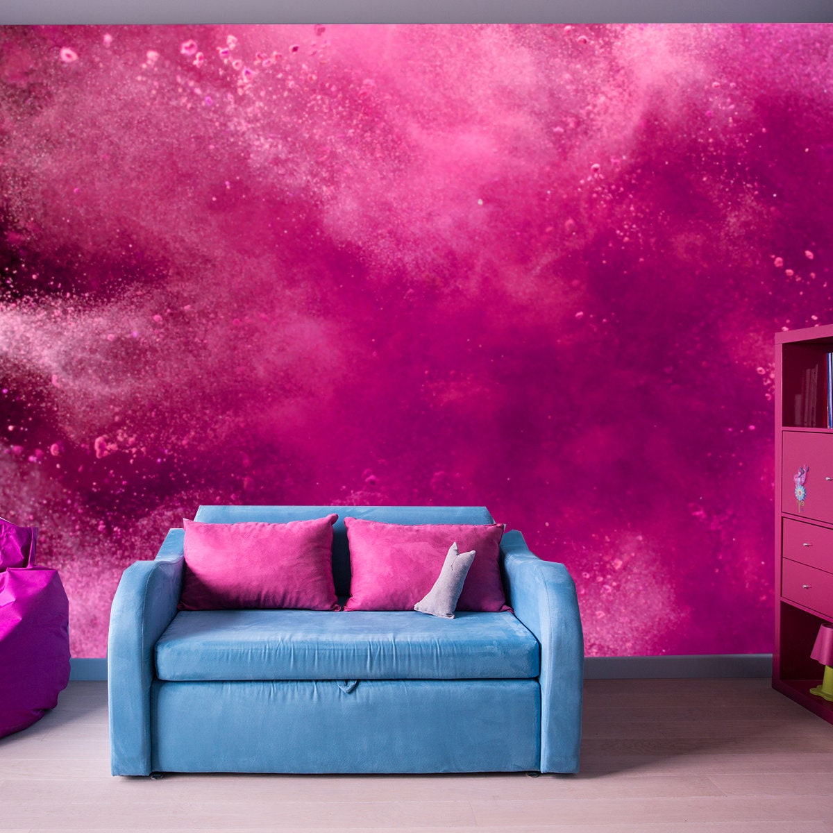 Explosion of Colored Powder Isolated on Black Background Wallpaper Girl Bedroom Mural