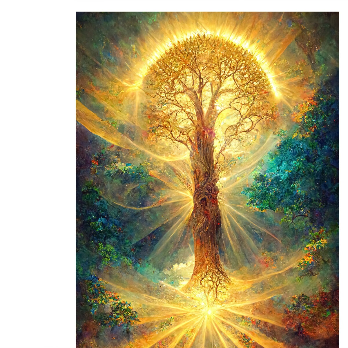 Beautiful Illustration of Magic Tree of Life, Sacred Symbol. Personal Individuality, Prosperity and Growth Concept Wallpaper Bedroom Mural