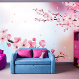 Cherry Blossom Realistic Vector, Blur Background Wallpaper Girl Bedroom Mural