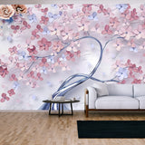 3D Wallpaper Luxury Tree and 3D Flower with Texture Background Wallpaper Living Room Mural