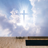 Christian Cross Appears Bright in the Sky Background Wallpaper Living Room Mural