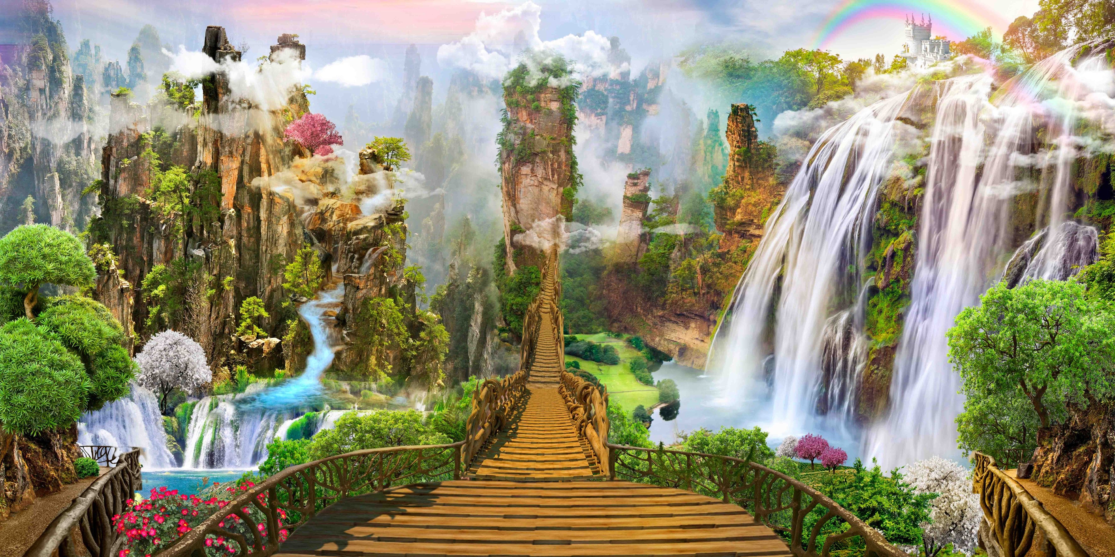 Perspective Fantasy Waterfalls