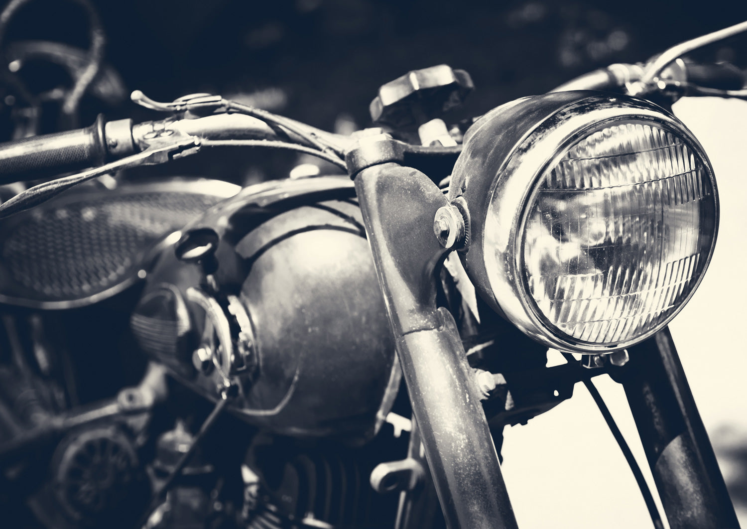 Vintage Black and White Motorbike